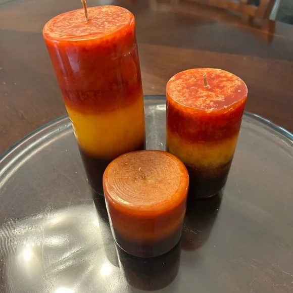 Warm Fall Colored Candle trio. SUPER FAST SHIPPING - Picture 3 of 10